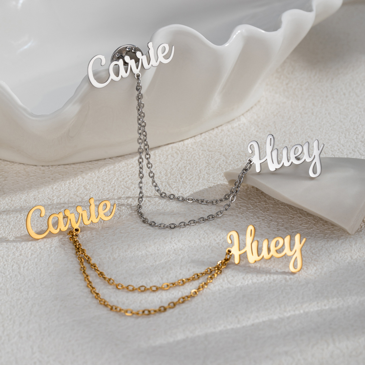Модные значки-броши с 2 именам – обзор и цена Embroidery Names